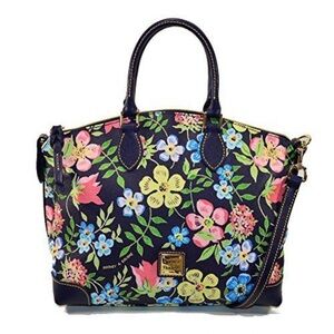 100% Authentic Dooney & Bourke Cottage Garden Ruby Satchel Blue Floral Crossbody